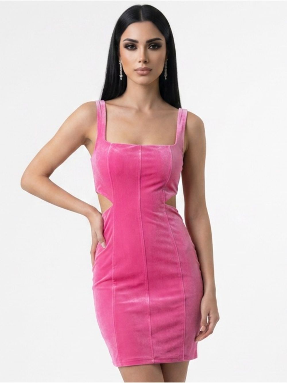 AFRM | NEW Paradiso Hot Pink Velvet Cutout Mini Dress Women’s Size Medium